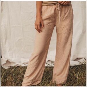 Harper Kay Sandy Day Relaxed Wide-Leg Drawstring Blush Pants